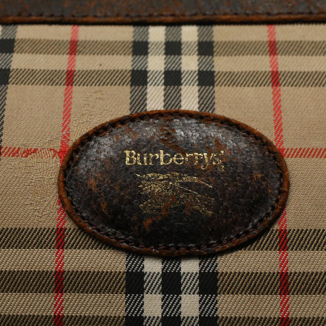 BURBERRYSs Nova Check Clutch Bag Nylon Canvas Beige Auth 60603