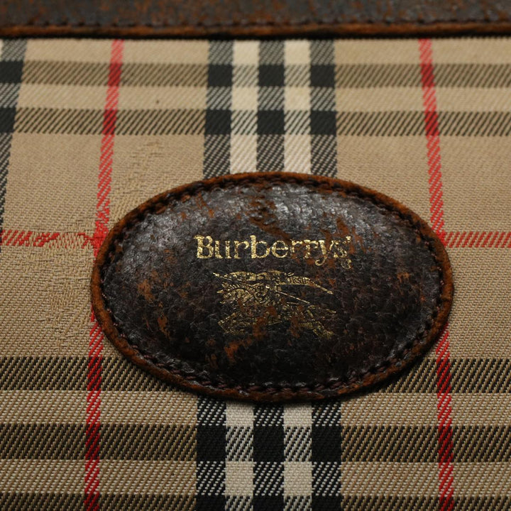 BURBERRYSs Nova Check Clutch Bag Nylon Canvas Beige Auth 60603