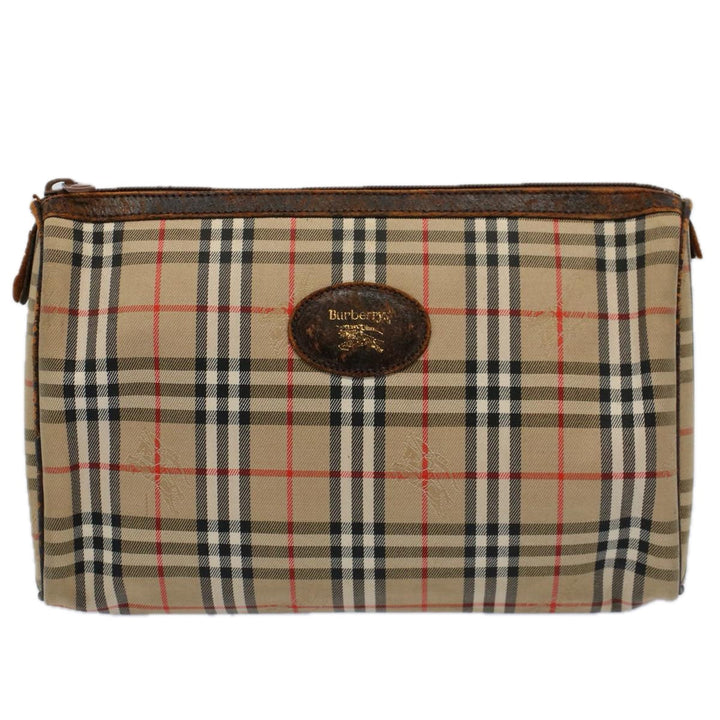 BURBERRYSs Nova Check Clutch Bag Nylon Canvas Beige Auth 60603