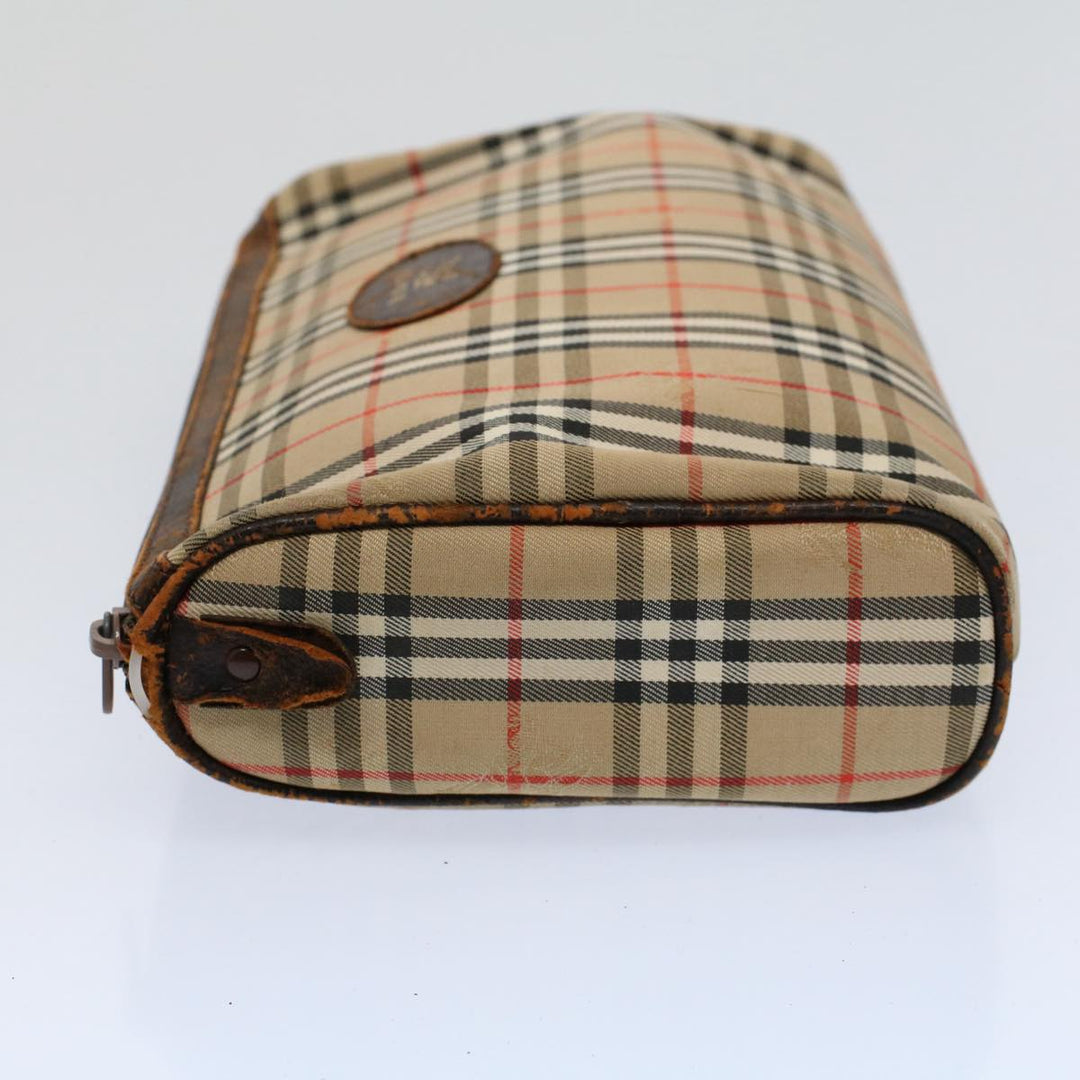 BURBERRYSs Nova Check Clutch Bag Nylon Canvas Beige Auth 60603