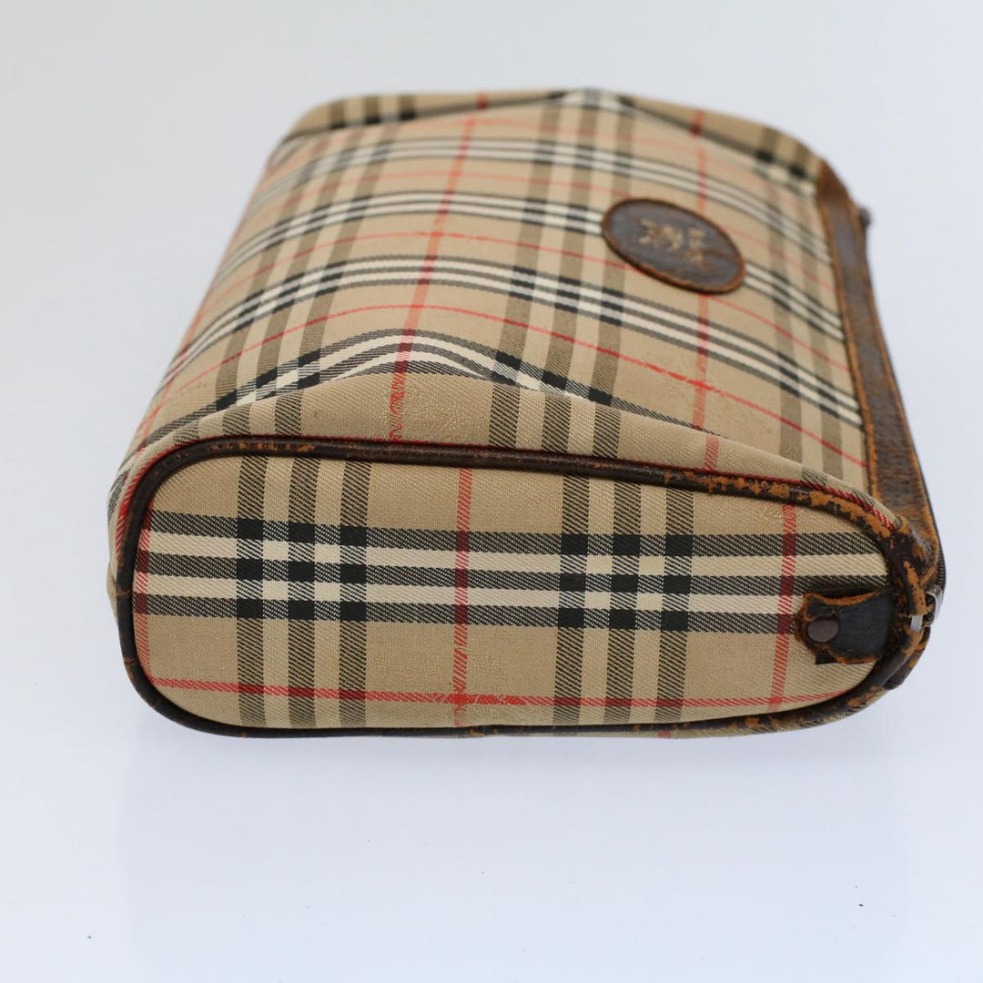 BURBERRYSs Nova Check Clutch Bag Nylon Canvas Beige Auth 60603