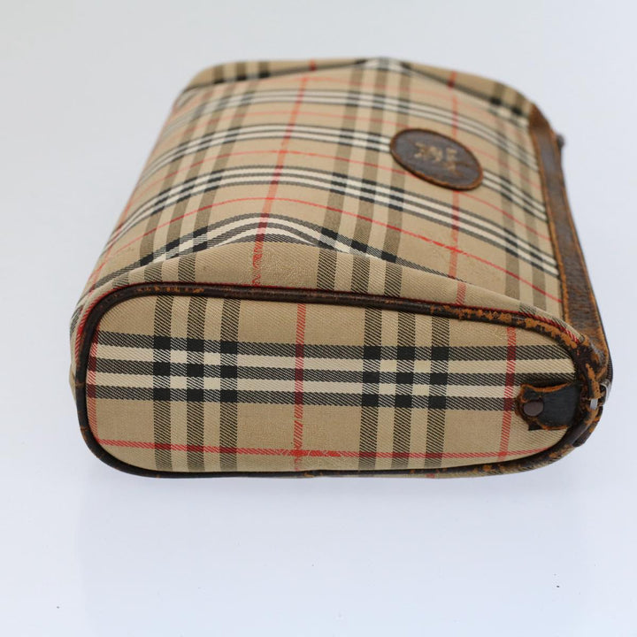 BURBERRYSs Nova Check Clutch Bag Nylon Canvas Beige Auth 60603