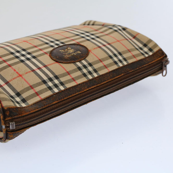 BURBERRYSs Nova Check Clutch Bag Nylon Canvas Beige Auth 60603
