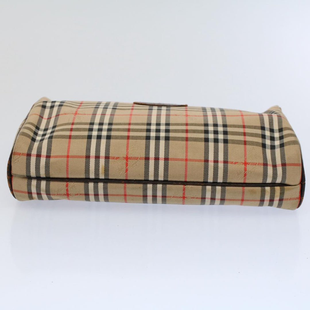 BURBERRYSs Nova Check Clutch Bag Nylon Canvas Beige Auth 60603