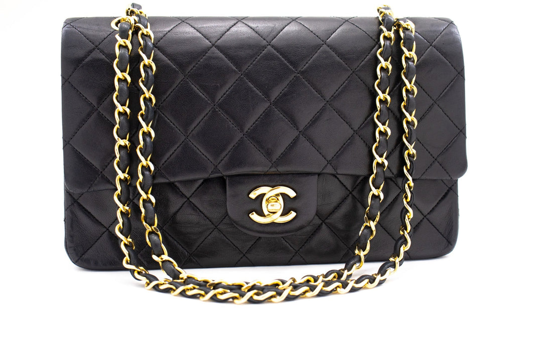 Top Quality Chanel Classic Double New 10" Chain Shoulder Bag Black Lambskin