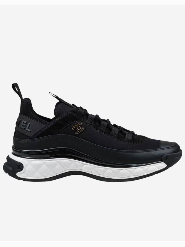 Mixed Fibers Velvet Calfskin Low Top Sneakers Black Chanel
