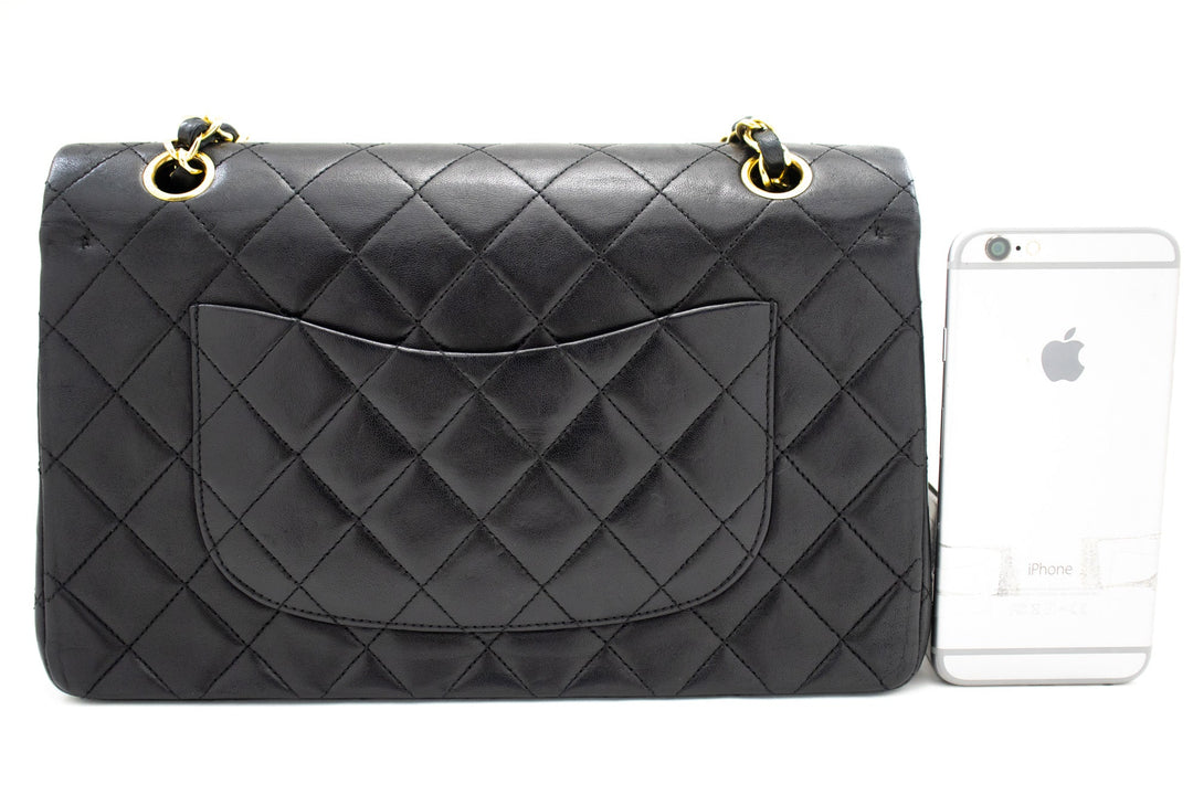 Top Quality Chanel Classic Double New 10" Chain Shoulder Bag Black Lambskin