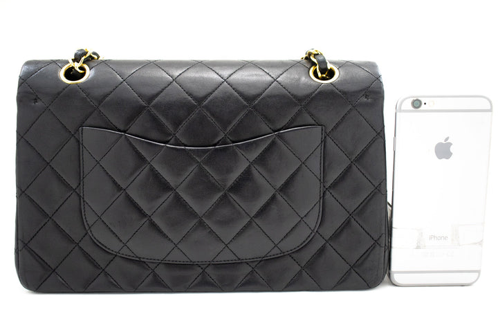 Top Quality Chanel Classic Double New 10" Chain Shoulder Bag Black Lambskin