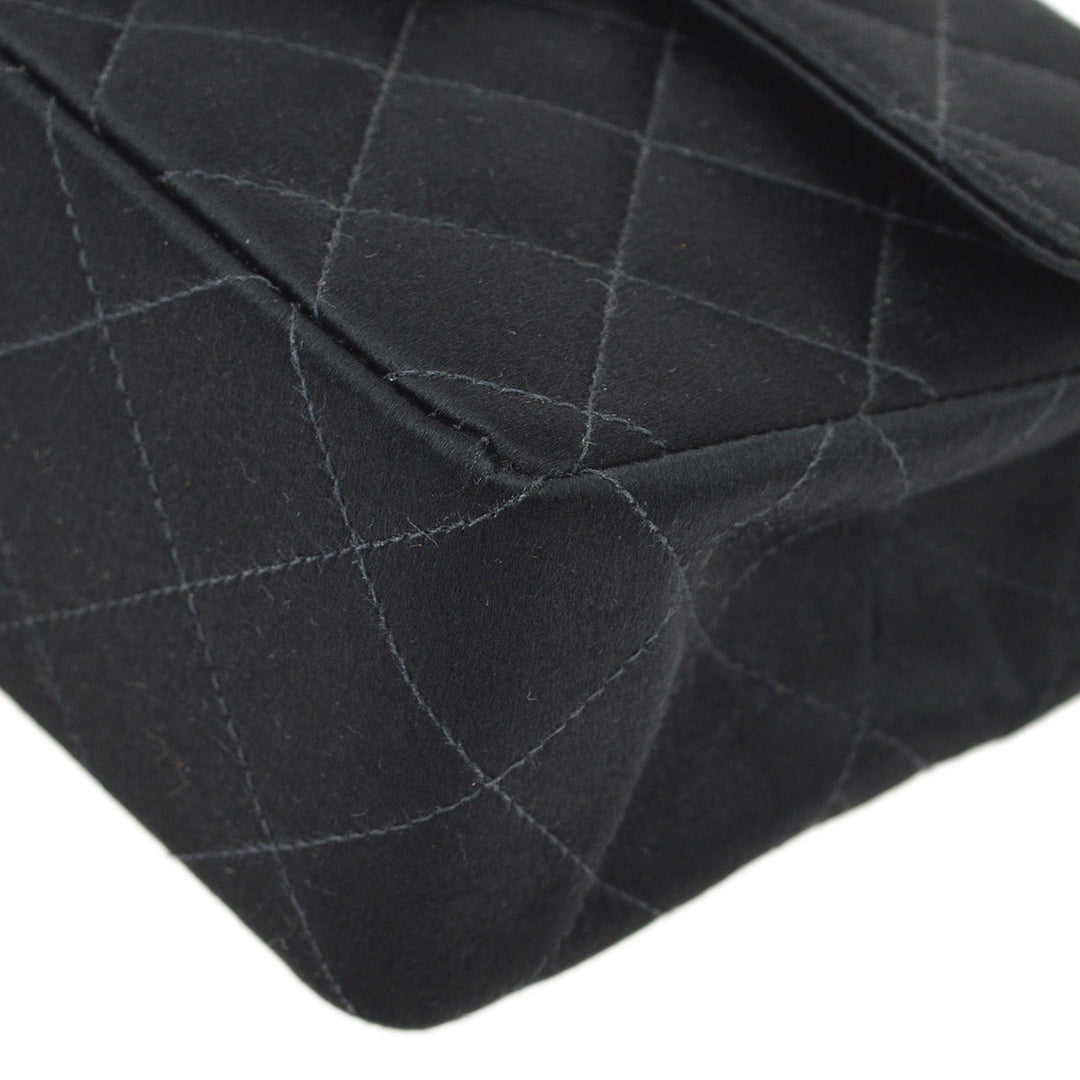 Top Quality Chanel Black Satin Mini Classic Square Flap Bag 17