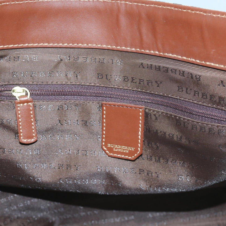BURBERRY Nova Check Tote Bag PVC Leather Beige Auth 60694