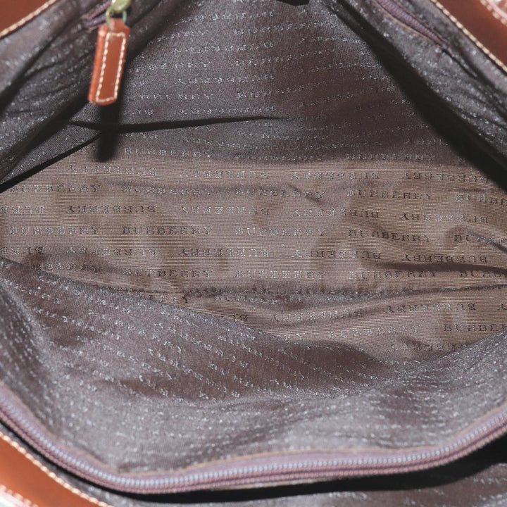 BURBERRY Nova Check Tote Bag PVC Leather Beige Auth 60694