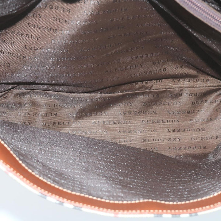 BURBERRY Nova Check Tote Bag PVC Leather Beige Auth 60694