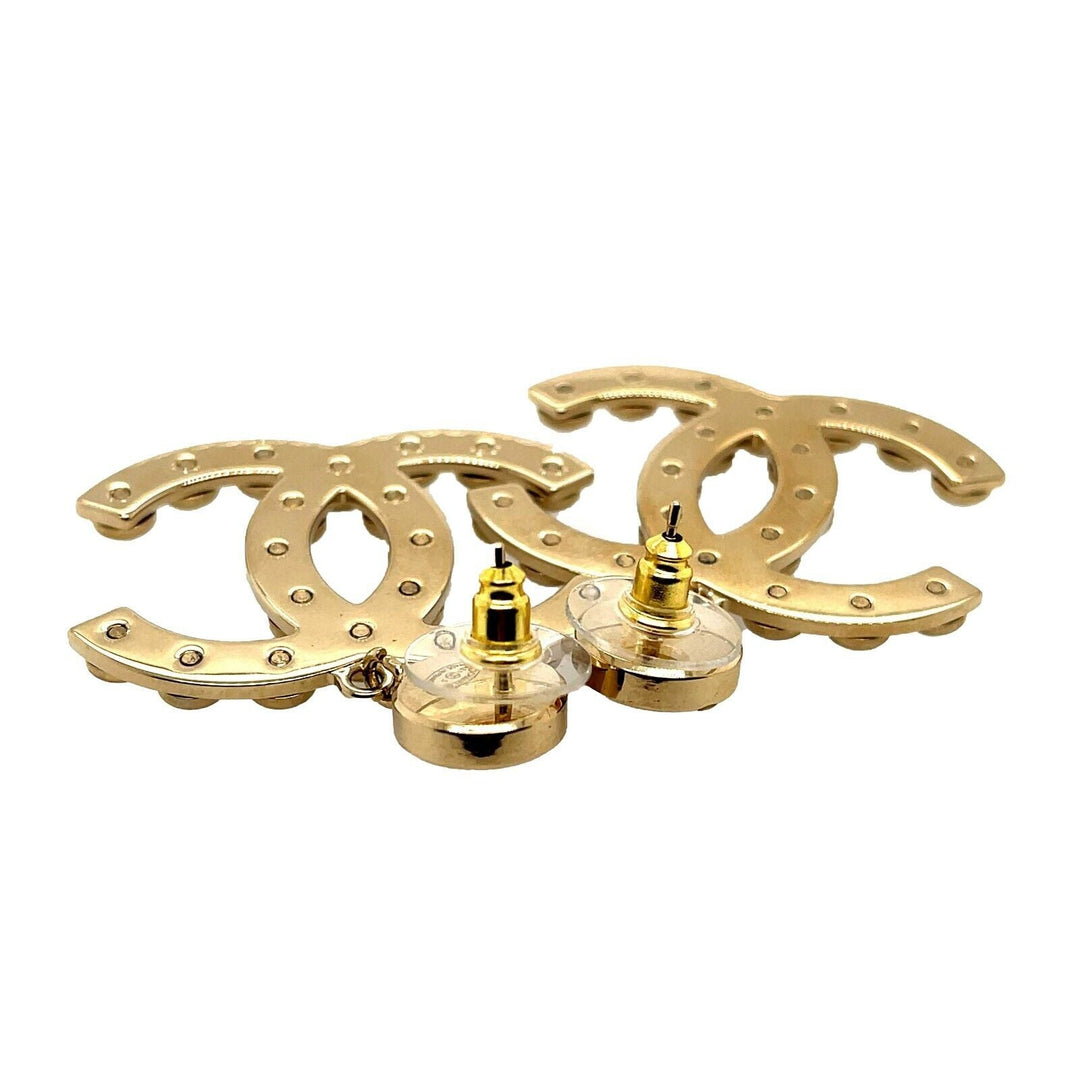 Chanel - A21 S Dangle Drop Pearl CC Logo - Gold Earrings