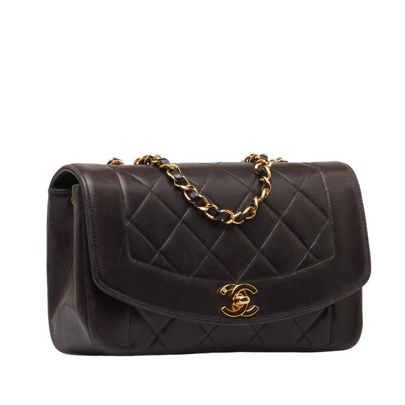 Top Quality Chanel Diana 23 Chain Shoulder Bag Black Lambskin Leather Ladies Chanel