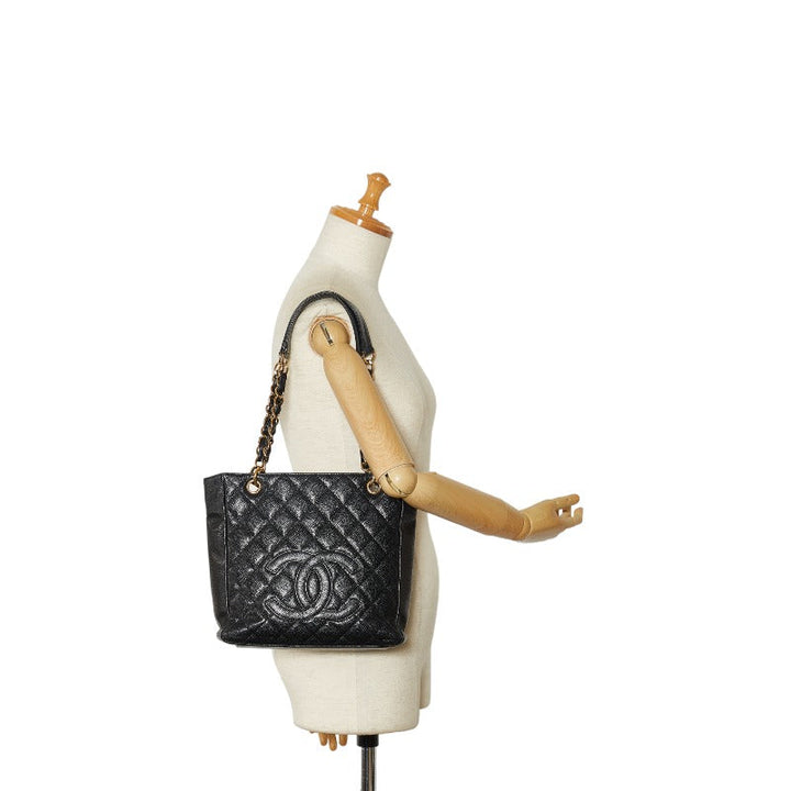 Top Quality Chanel Cocomark Mattress PT Tortoise Chain Handbag Black Gold Caviar S  CHANEL