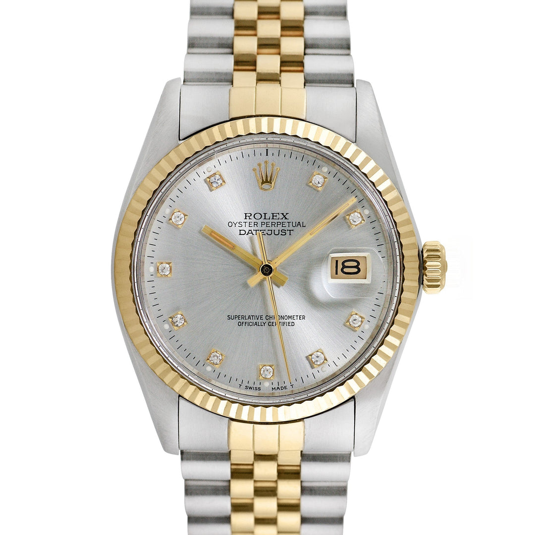 Rolex Men's Two-tone Datejust with Factory Diamonds, item #36