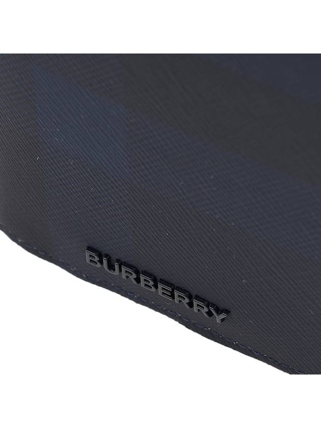 Burberry Coated Canvas Check Motif Long Wallet Navy