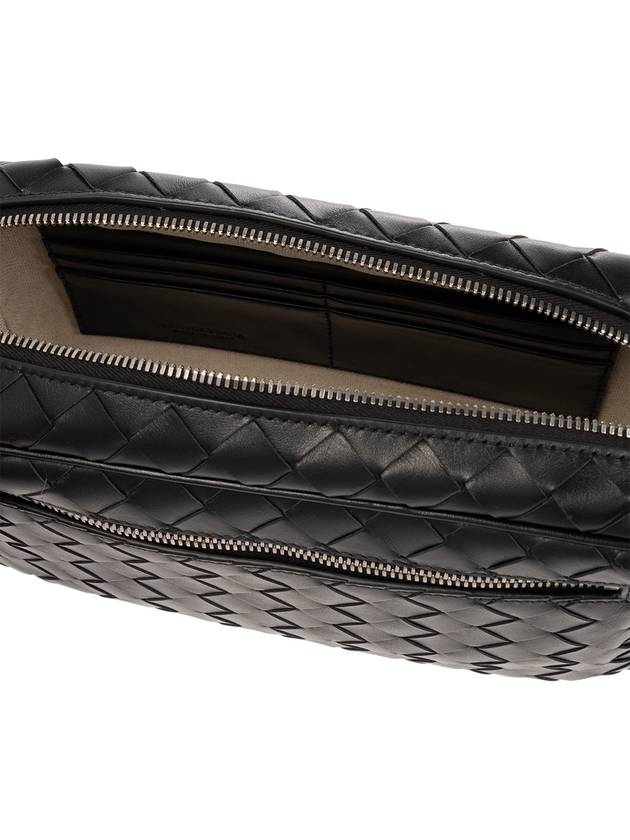 Bottega veneta Intrecciato Zipper Leather Pouch Bag Black