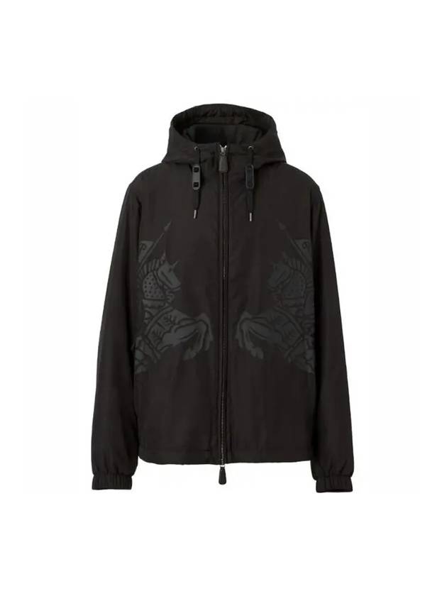 Burberry Men's Equestrian Knight Print Hooded Jacket Black