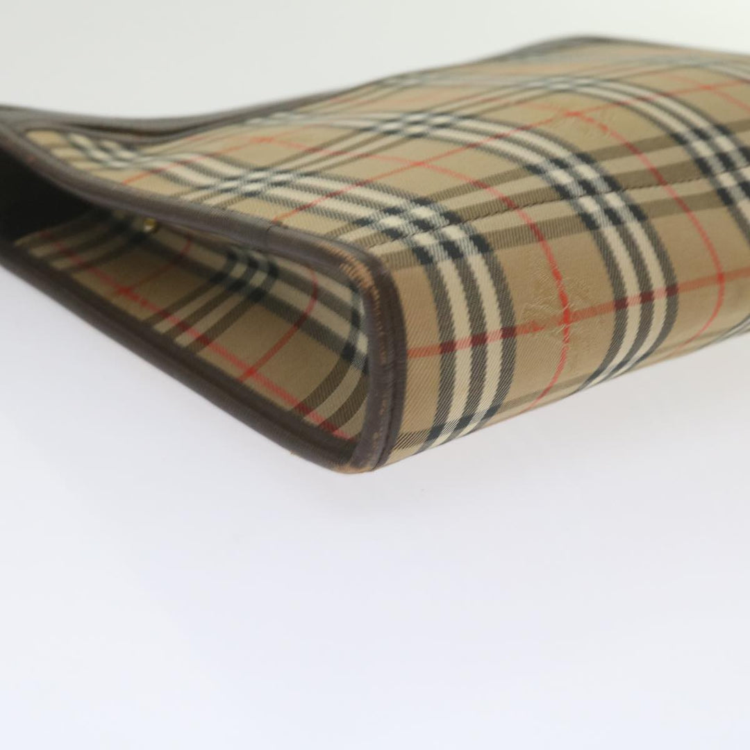 BURBERRYSs Nova Check Clutch Bag Canvas Beige Auth 61210
