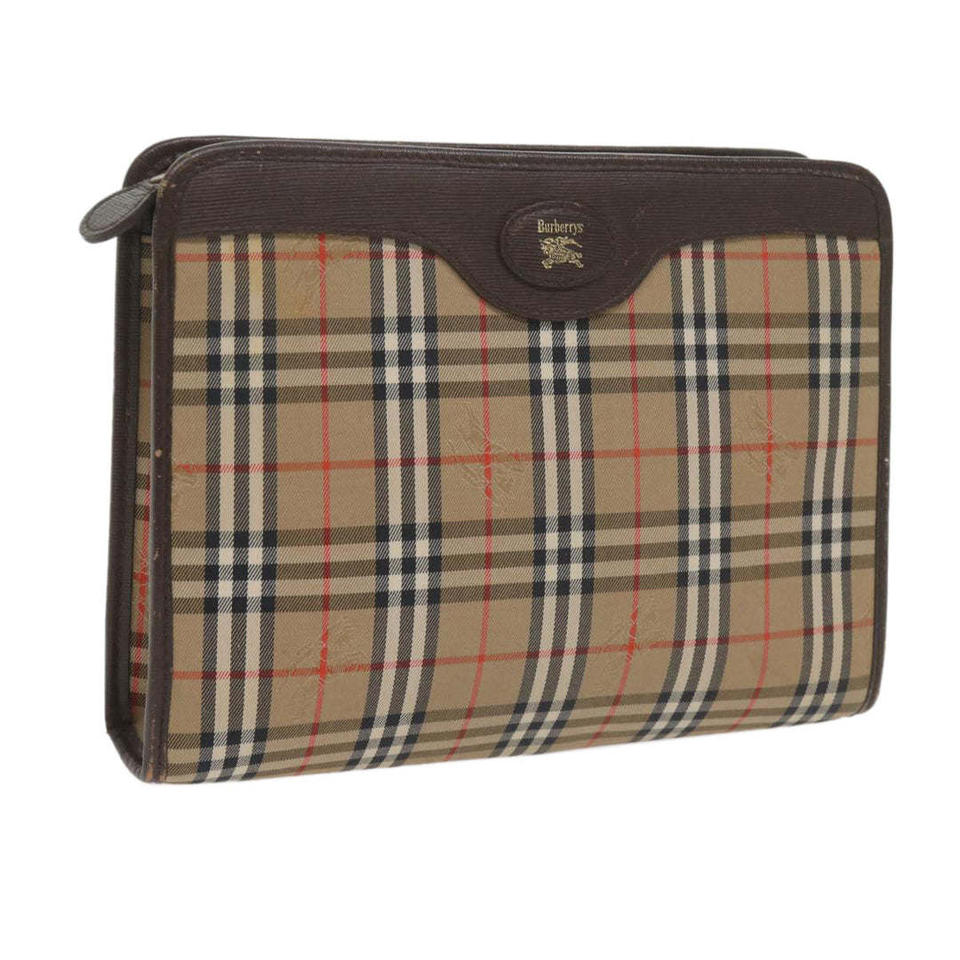 BURBERRYSs Nova Check Clutch Bag Canvas Beige Auth 61210