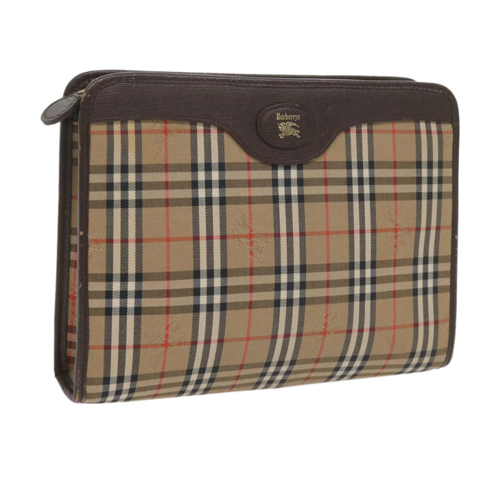BURBERRYSs Nova Check Clutch Bag Canvas Beige Auth 61210