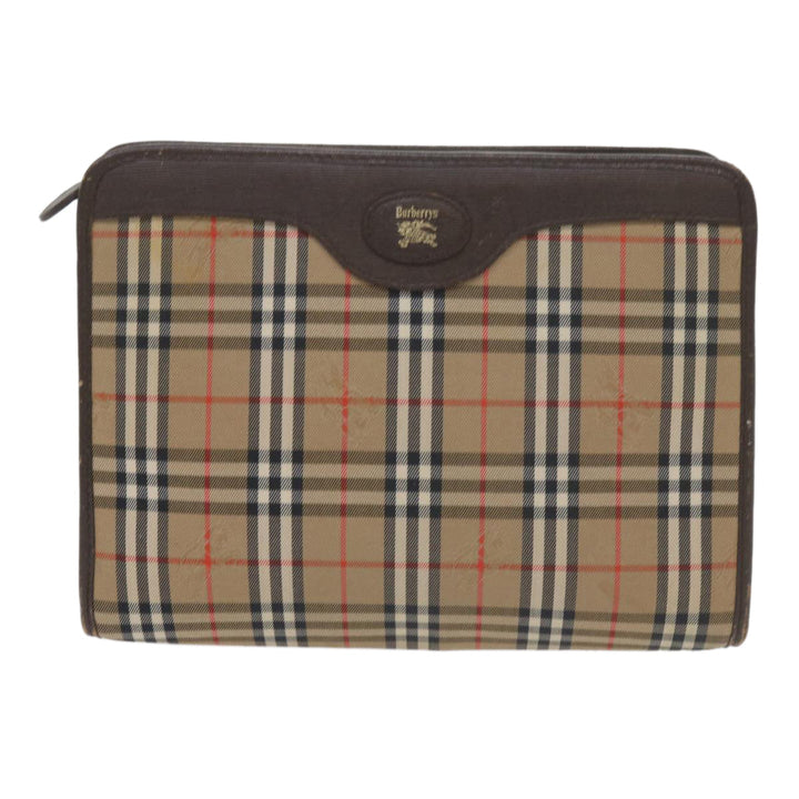 BURBERRYSs Nova Check Clutch Bag Canvas Beige Auth 61210