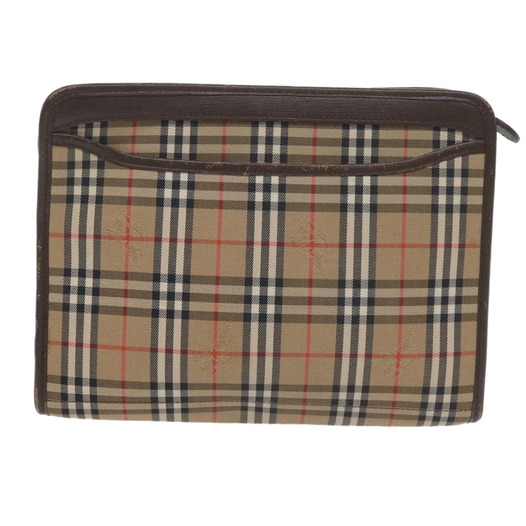 BURBERRYSs Nova Check Clutch Bag Canvas Beige Auth 61210