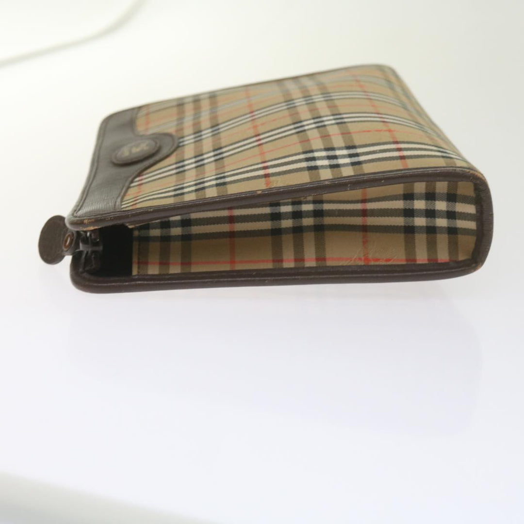 BURBERRYSs Nova Check Clutch Bag Canvas Beige Auth 61210