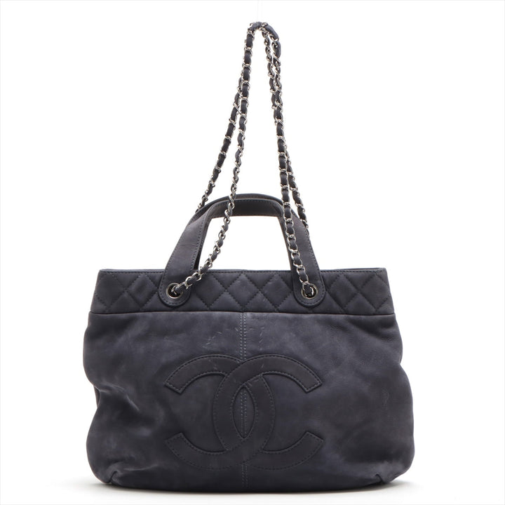 Top Quality Chanel Coco Suede 2WAY Handbag Pearl Silver  17th