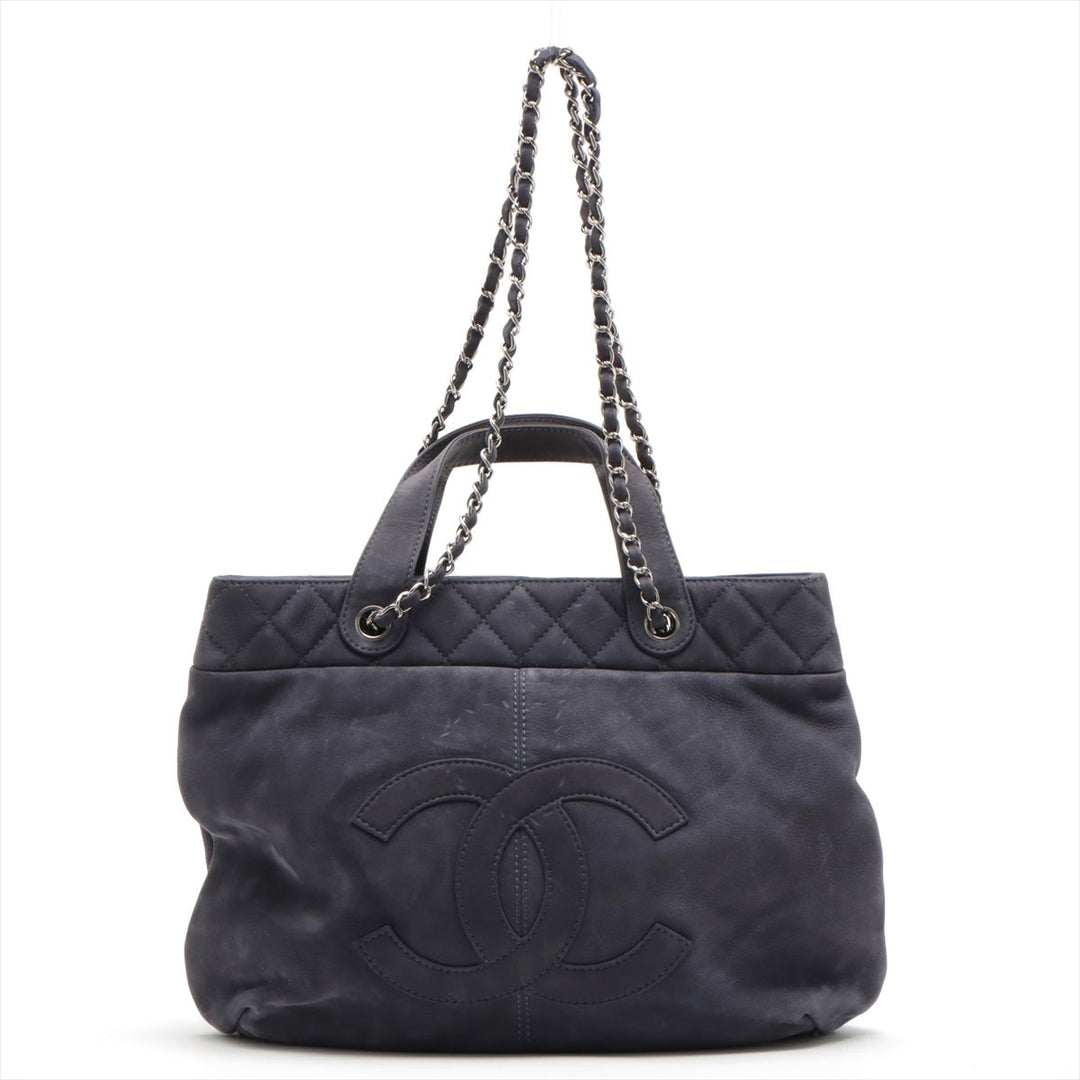 Top Quality Chanel Coco Suede 2WAY Handbag Pearl Silver  17th