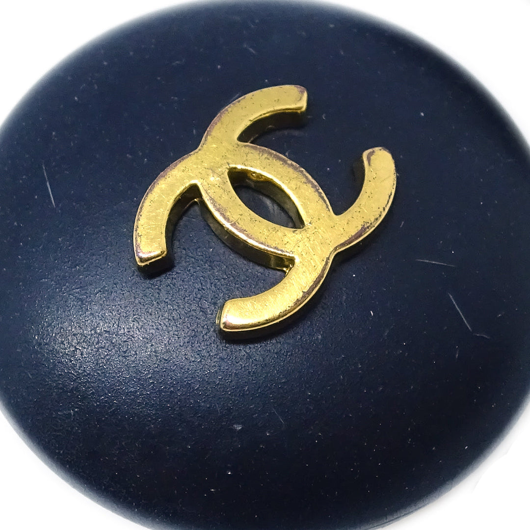 Top Quality Chanel 1995 Gold & Black 'CC' Button Earrings