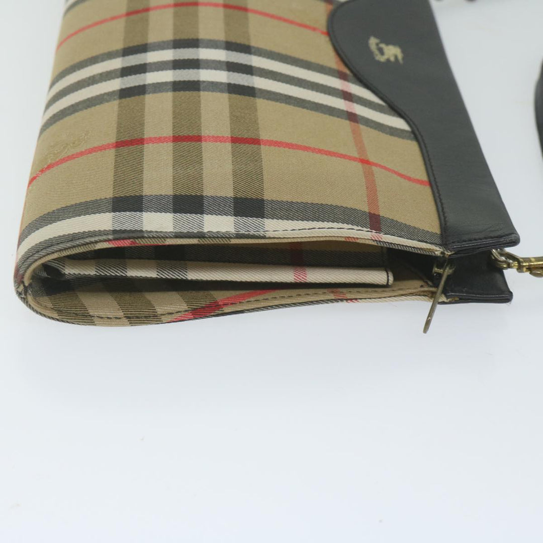 BURBERRYSs Nova Check Shoulder Bag Nylon Beige Auth 61529