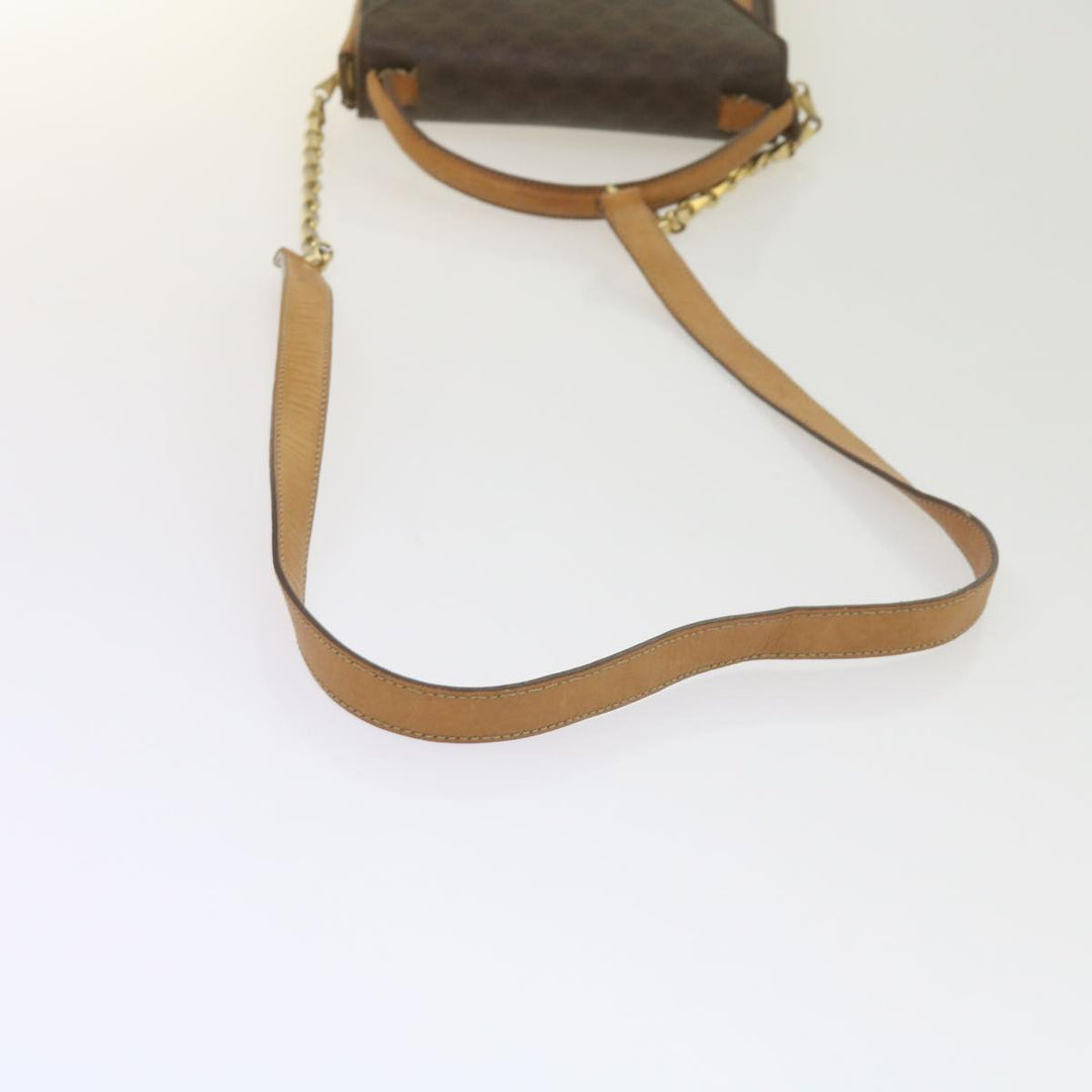 Celine Macadam Canvas Shoulder Bag PVC Leather Brown  61554