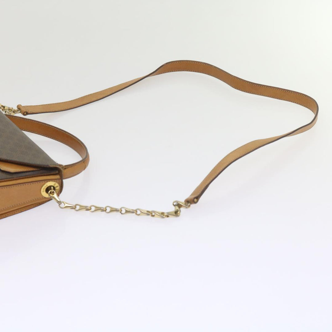 Celine Macadam Canvas Shoulder Bag PVC Leather Brown  61554