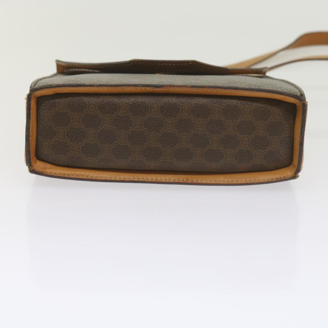 Celine Macadam Canvas Shoulder Bag PVC Leather Brown  61554