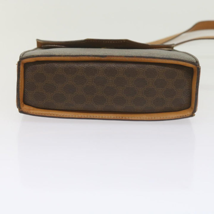 Celine Macadam Canvas Shoulder Bag PVC Leather Brown  61554
