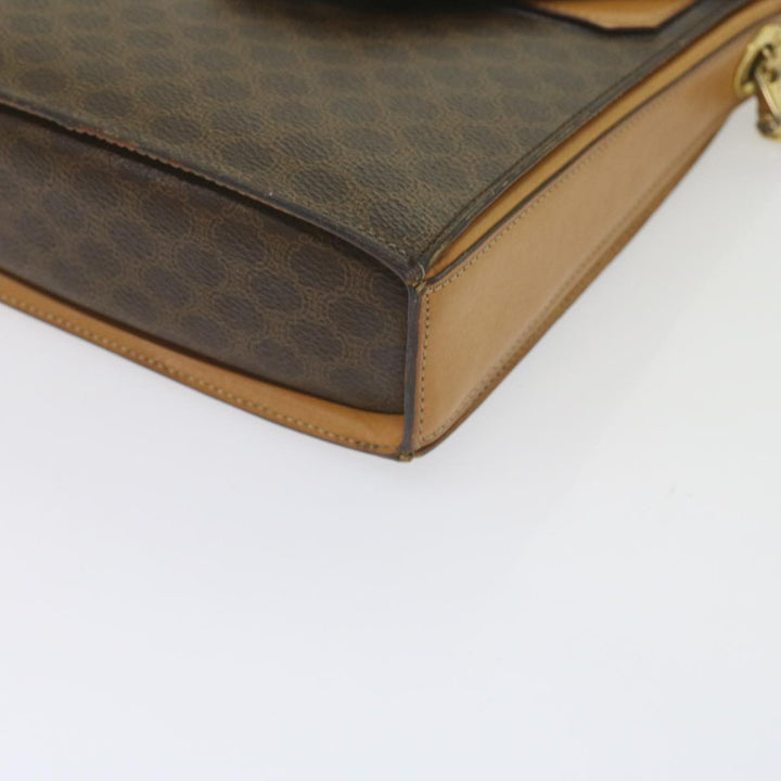 Celine Macadam Canvas Shoulder Bag PVC Leather Brown  61554
