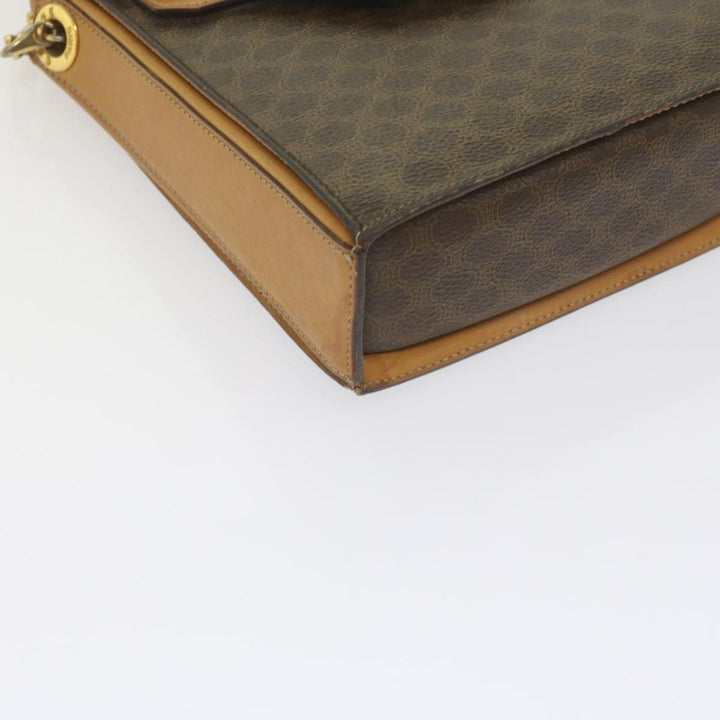 Celine Macadam Canvas Shoulder Bag PVC Leather Brown  61554