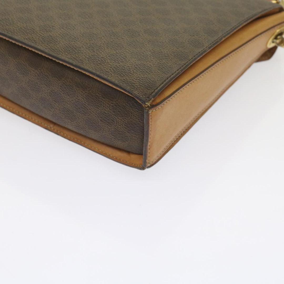 Celine Macadam Canvas Shoulder Bag PVC Leather Brown  61554