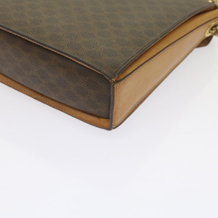 Celine Macadam Canvas Shoulder Bag PVC Leather Brown  61554