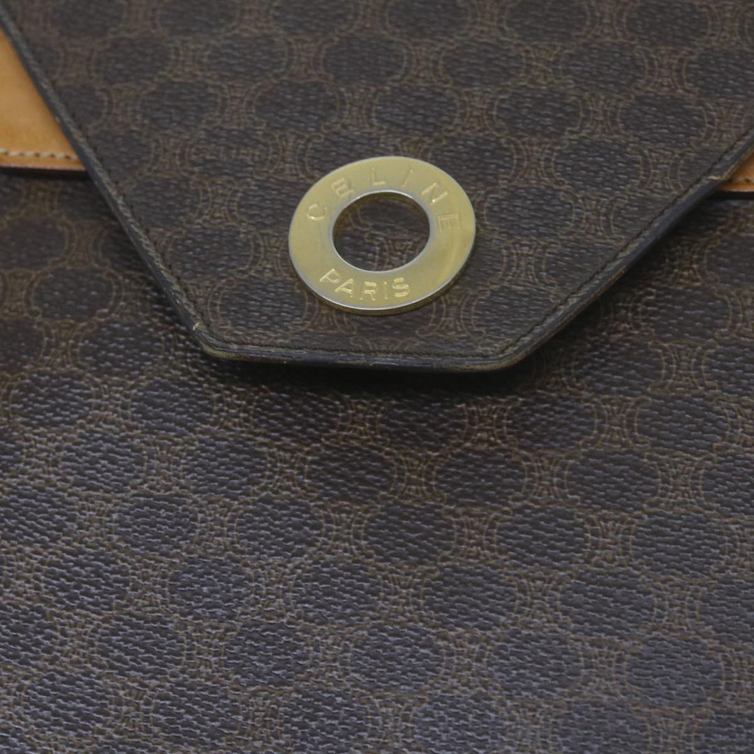 Celine Macadam Canvas Shoulder Bag PVC Leather Brown  61554
