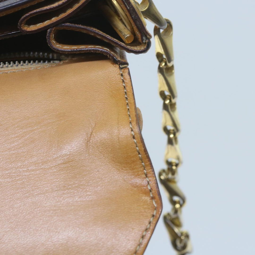 Celine Macadam Canvas Shoulder Bag PVC Leather Brown  61554