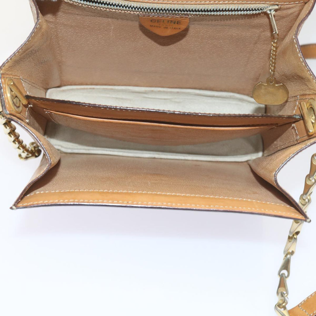 Celine Macadam Canvas Shoulder Bag PVC Leather Brown  61554