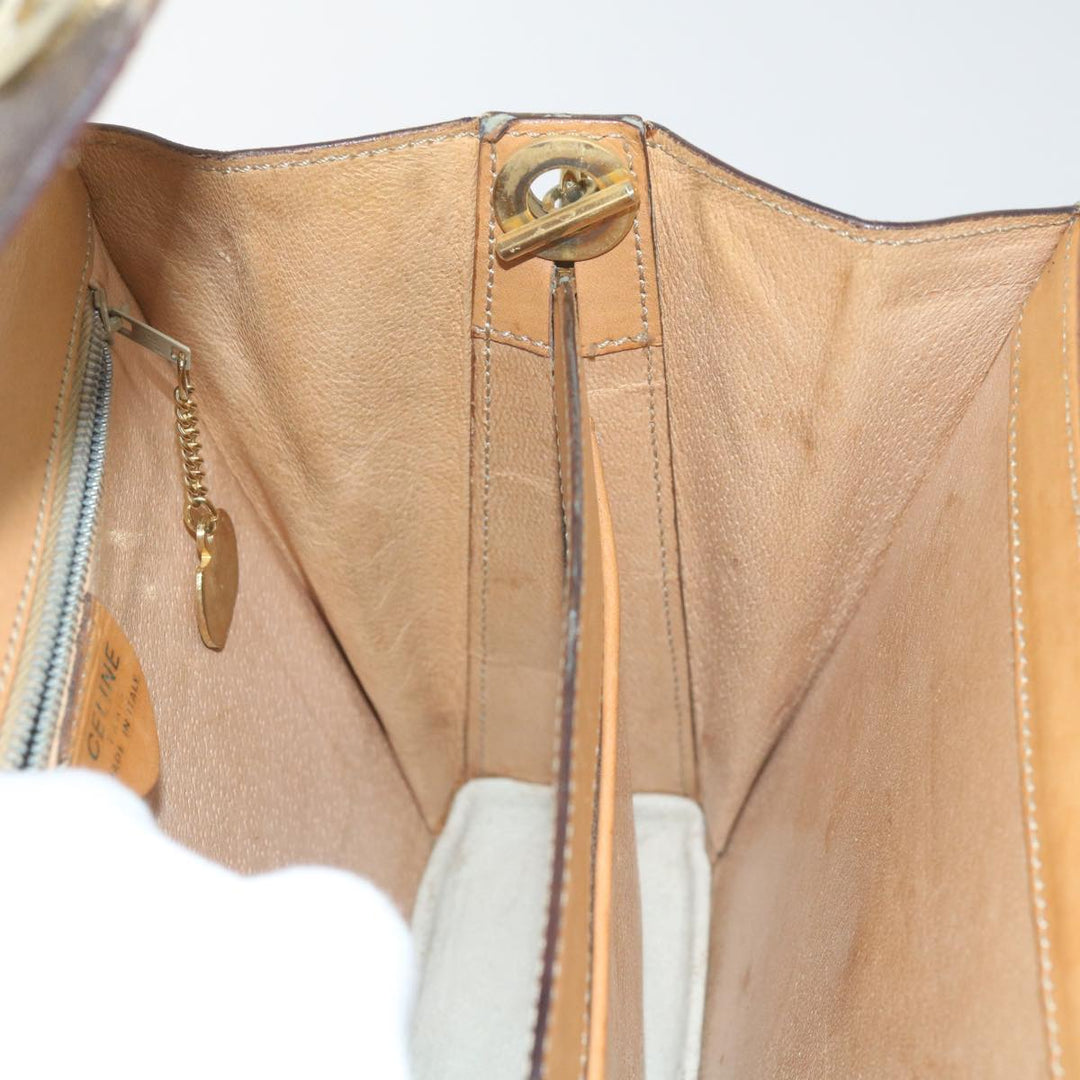 Celine Macadam Canvas Shoulder Bag PVC Leather Brown  61554