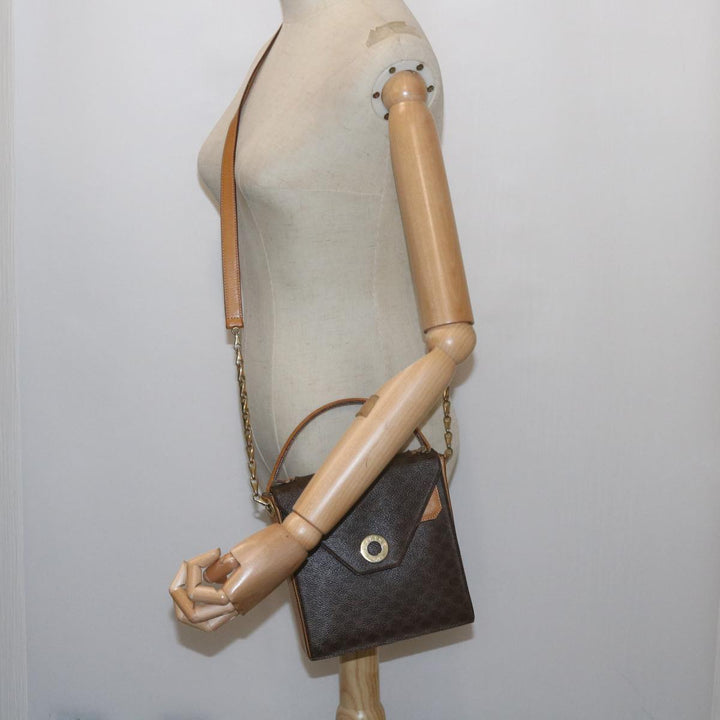 Celine Macadam Canvas Shoulder Bag PVC Leather Brown  61554