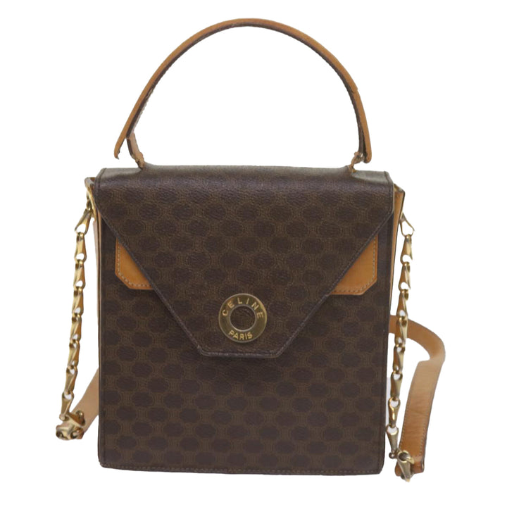 Celine Macadam Canvas Shoulder Bag PVC Leather Brown  61554