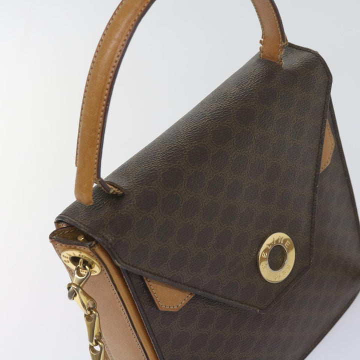 Celine Macadam Canvas Shoulder Bag PVC Leather Brown  61554