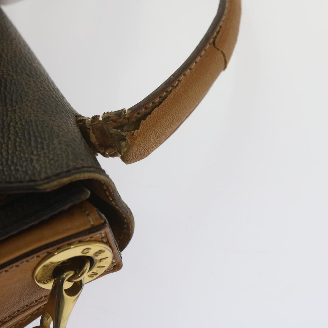 Celine Macadam Canvas Shoulder Bag PVC Leather Brown  61554