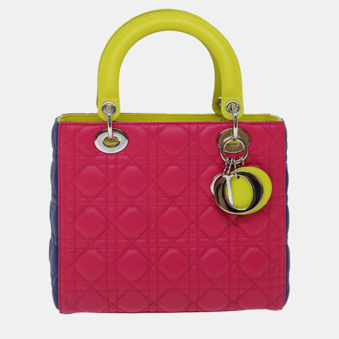Top quality Dior Tricolour Patent Leather Medium Lady Top Handle Bags